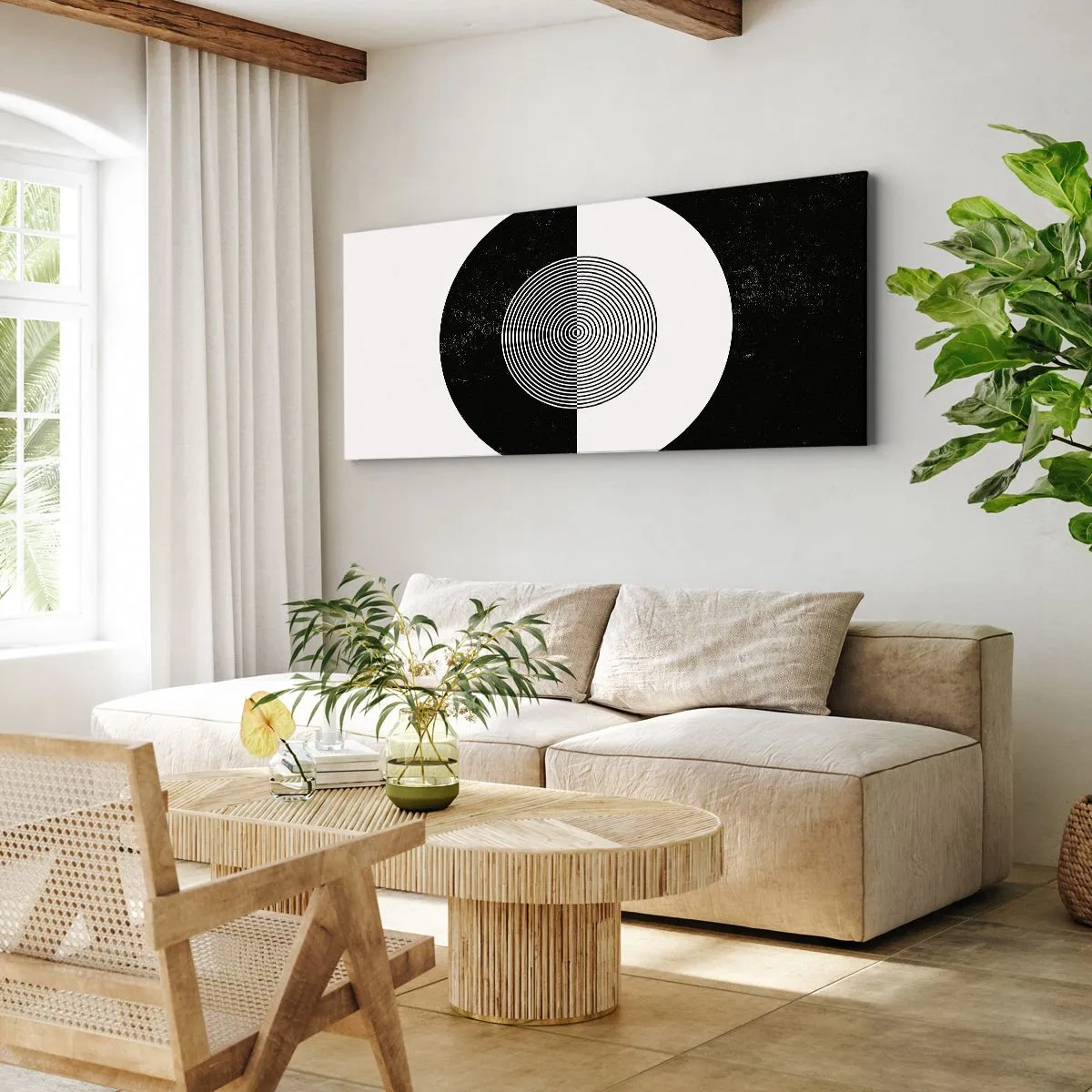Impression sur toile - Image sur toile - Harmonie de noir et blanc - 100x40 cm