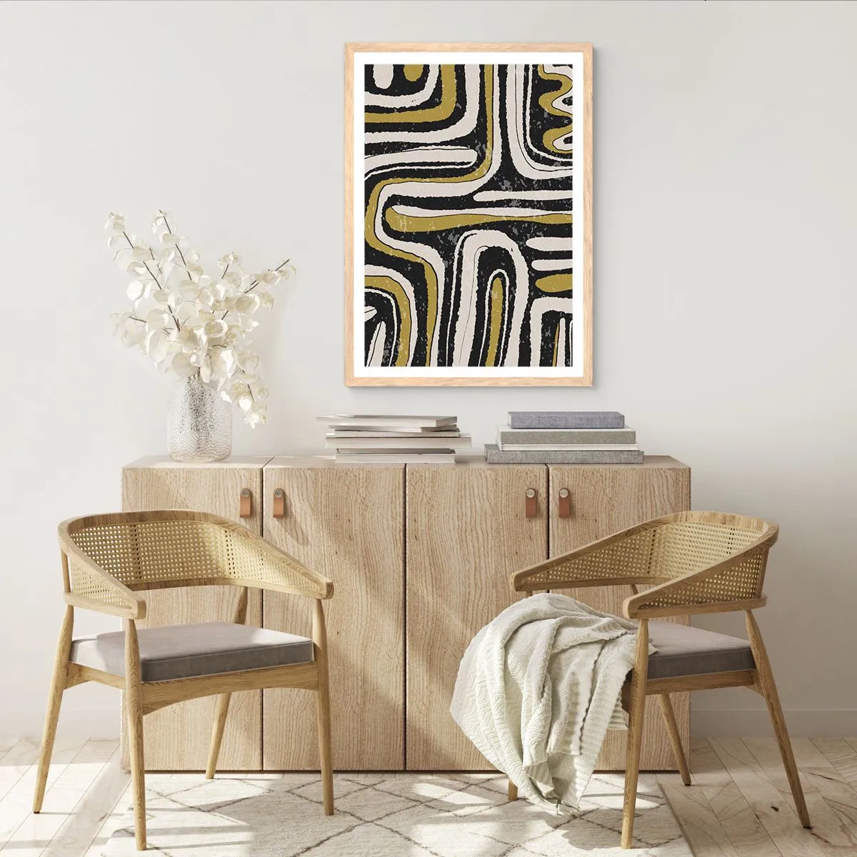 Affiche dans un chêne clair - Poster - Composition : routes et ruelles - 70x100 cm