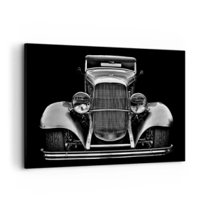 Impression sur toile - Image sur toile - Une voiture vintage en noir et blanc - 120x80cm - Un vrai gentleman - Décoration murale moderne pour le salon et la chambre ARTTOR