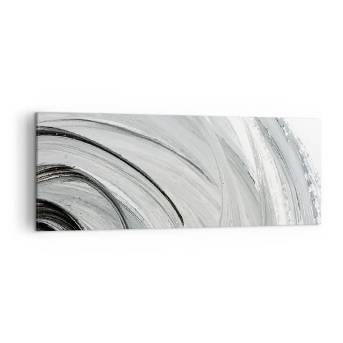Impression sur toile - Image sur toile - Un tourbillon monochrome dans des tons de gris et de noir - 140x50cm - Composition orbitale - Décoration murale moderne pour le salon et la chambre ARTTOR
