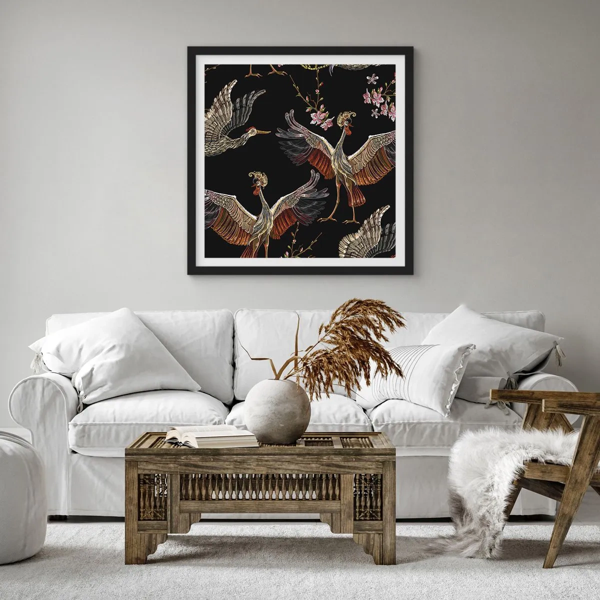 Affiche dans un cadre noir - Poster - Un oiseau de conte de fées - 50x50 cm