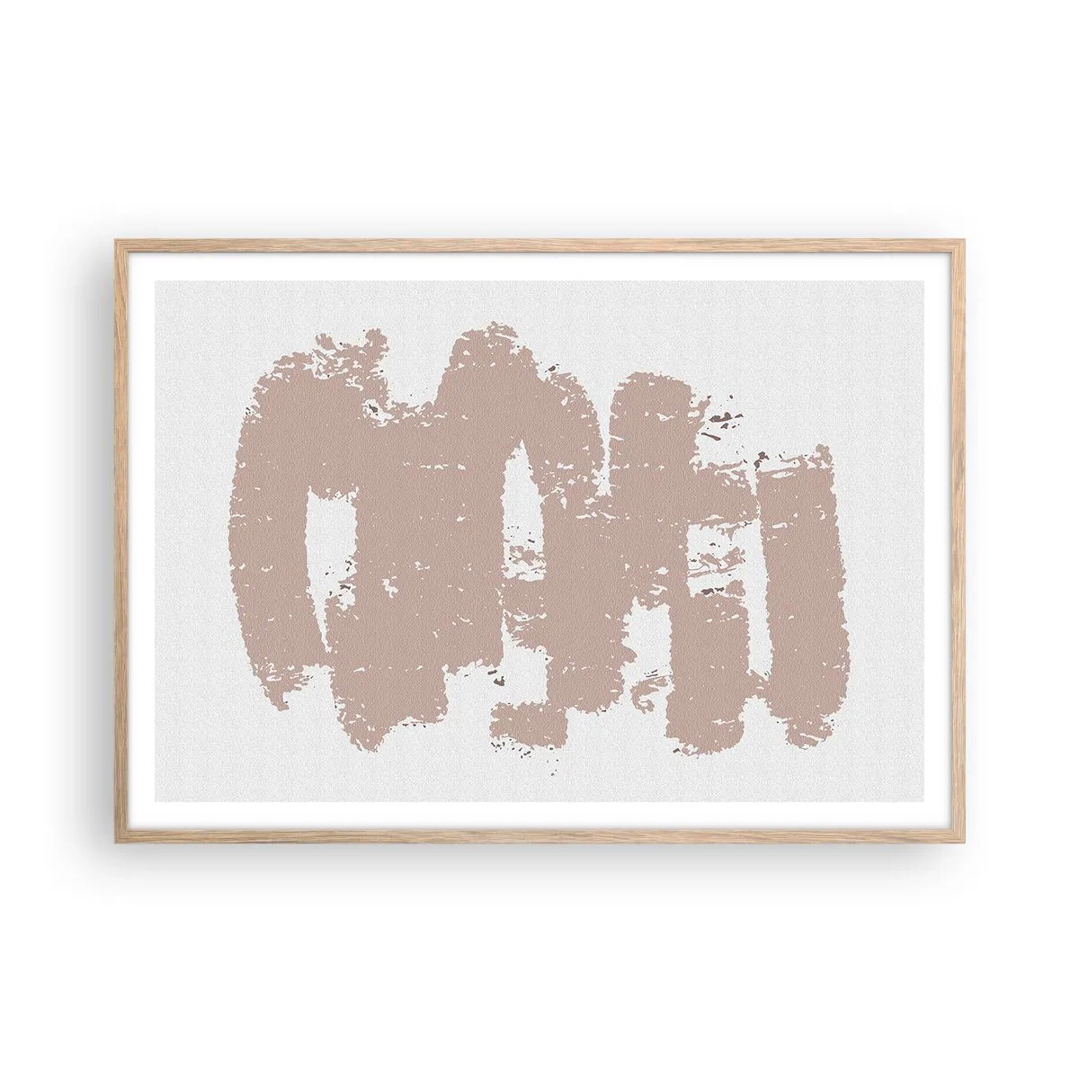 Affiche dans un chêne clair - Poster - Abstraction en rose tendre - 100x70 cm