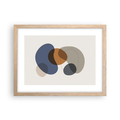 Affiche dans un chêne clair - Poster - Gouttes de couleur - 40x30 cm