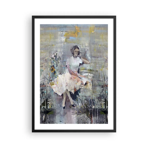 Affiche dans un cadre noir - Poster - Figure abstraite d'une femme en robe sur un fond texturé - 50x70cm - Classique et moderne - Décoration murale moderne pour le salon et la chambre ARTTOR