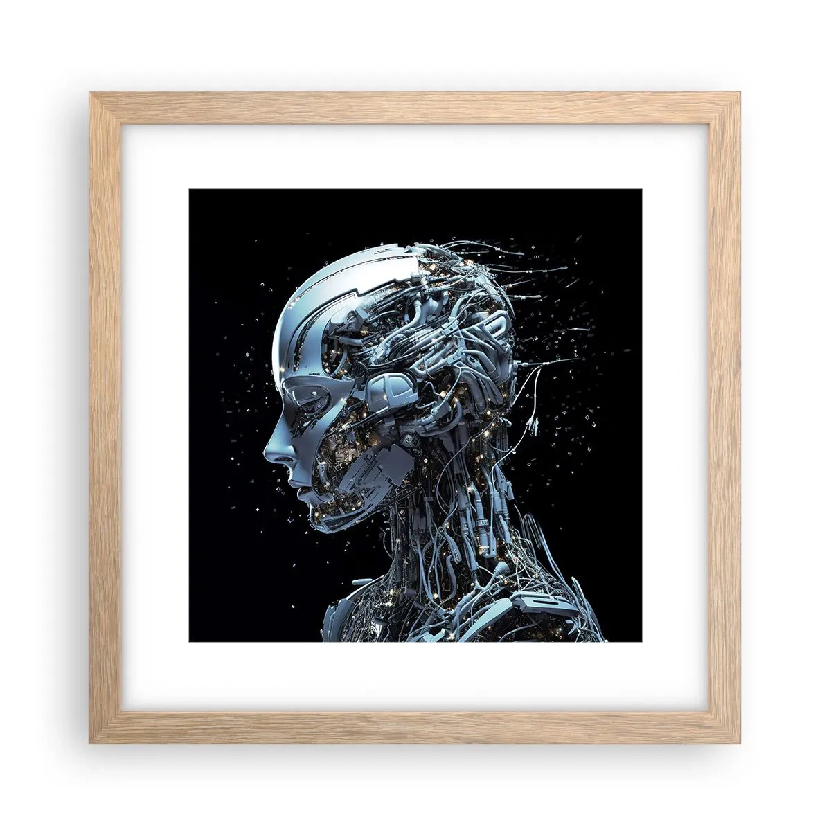 Affiche dans un chêne clair - Poster - La technologie est une femme - 30x30 cm