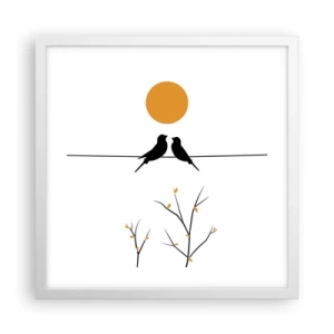 Affiche dans un cadre blanc - Poster - Soirée pour rossignols - 40x40 cm