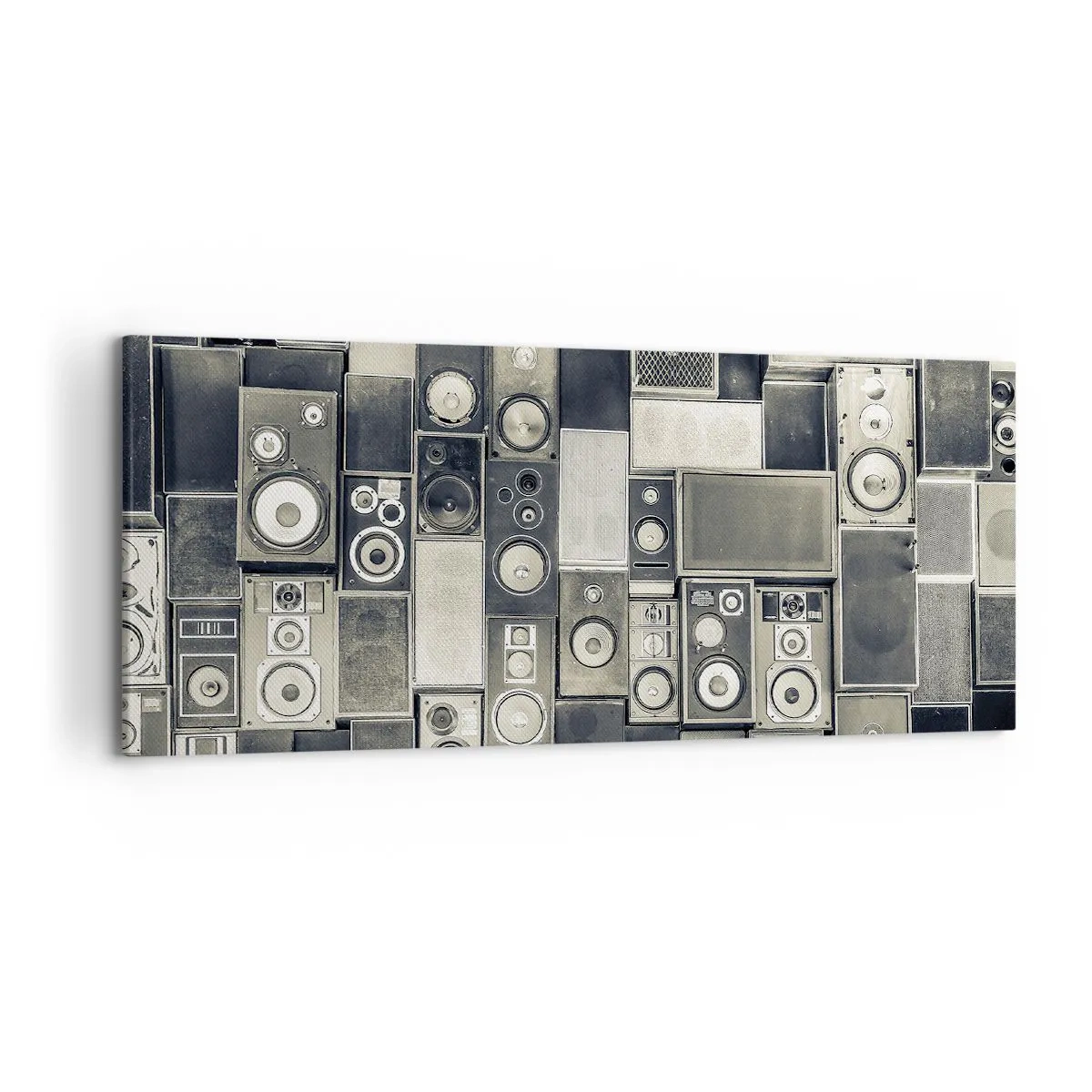 Impression sur toile - Image sur toile - Collection d'enceintes de style rétro - 120x50cm - Tout va bien - Décoration murale moderne pour le salon et la chambre ARTTOR