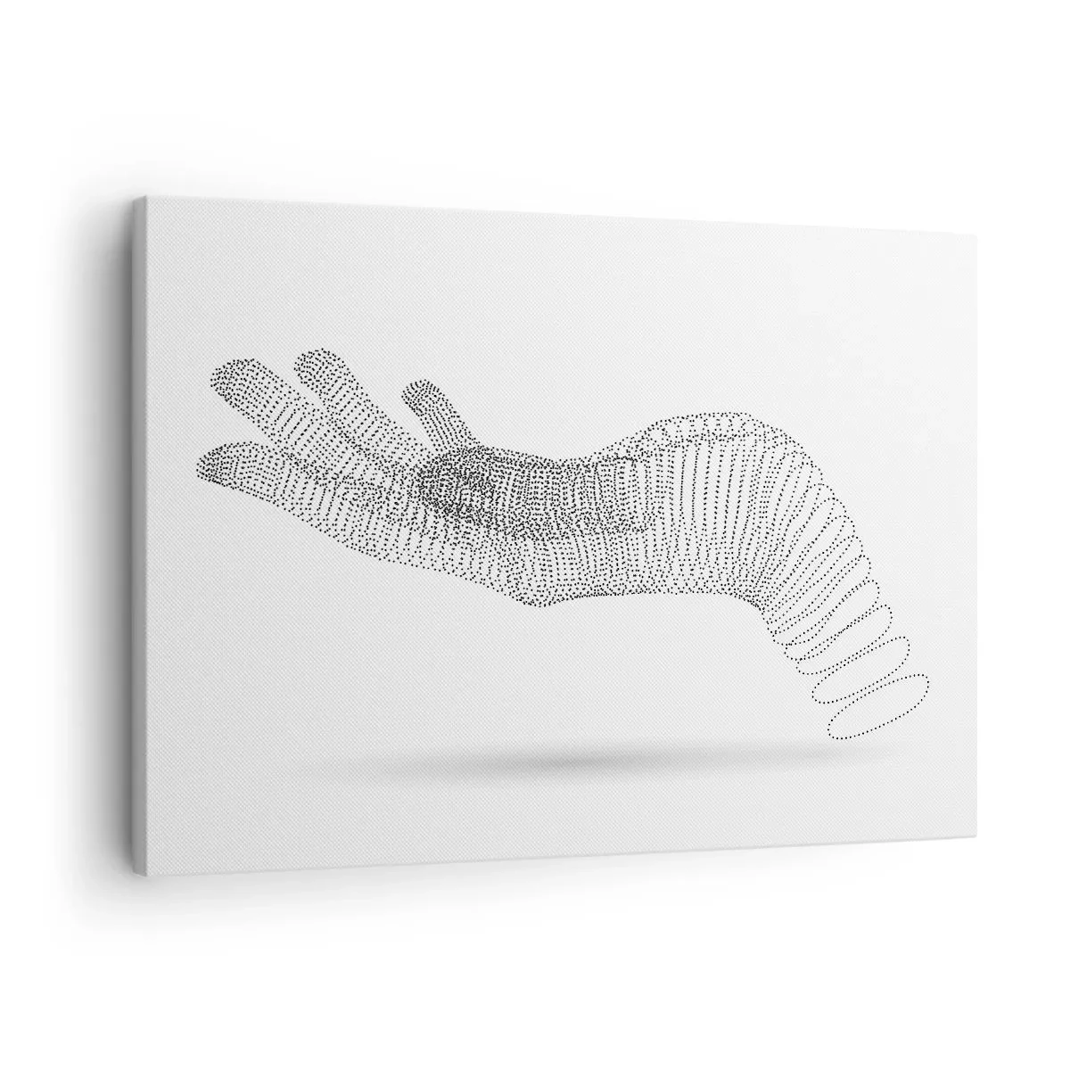 Impression sur toile - Image sur toile - Une illustration minimaliste d'une main faite de points noirs sur fond blanc. - 70x50cm - La main ressort - Décoration murale moderne pour le salon et la chambre ARTTOR
