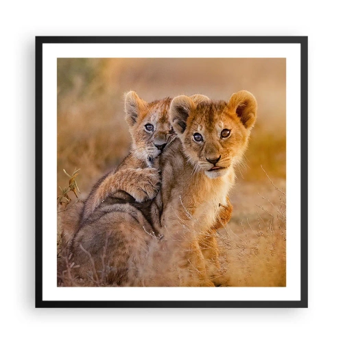 Affiche dans un cadre noir - Poster - Ne pas déranger! On s'amuse - 60x60 cm