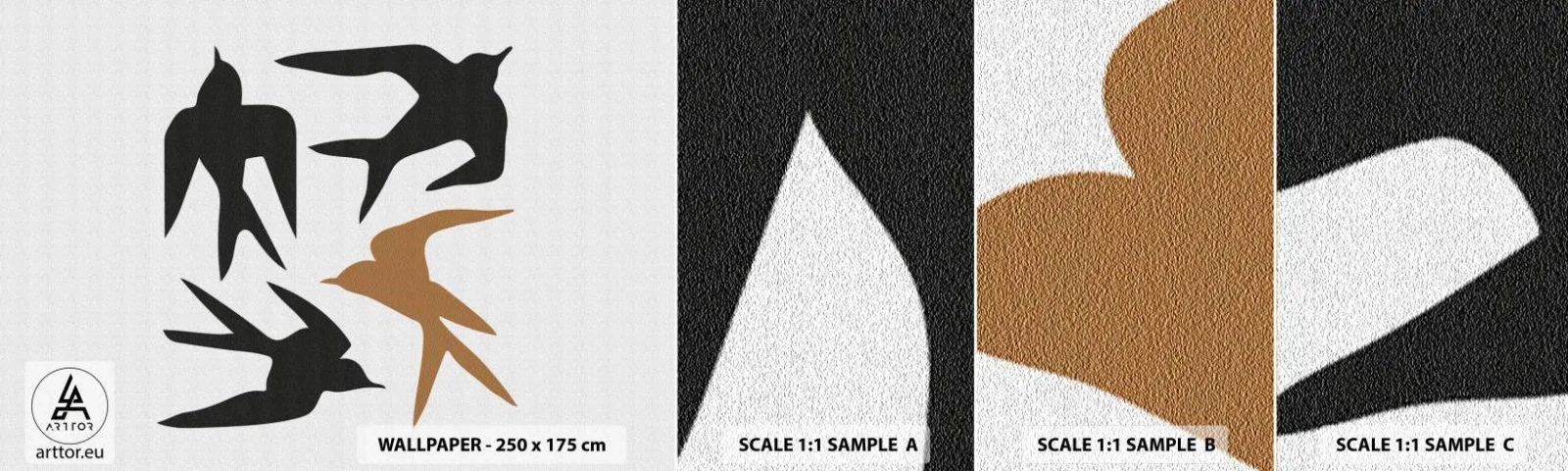 Échantillon de Papier Peint Autocollant Deluxe Sticker - Avaler du plaisir - Bohème, Des oiseaux, Minimalisme - 100x30 cm