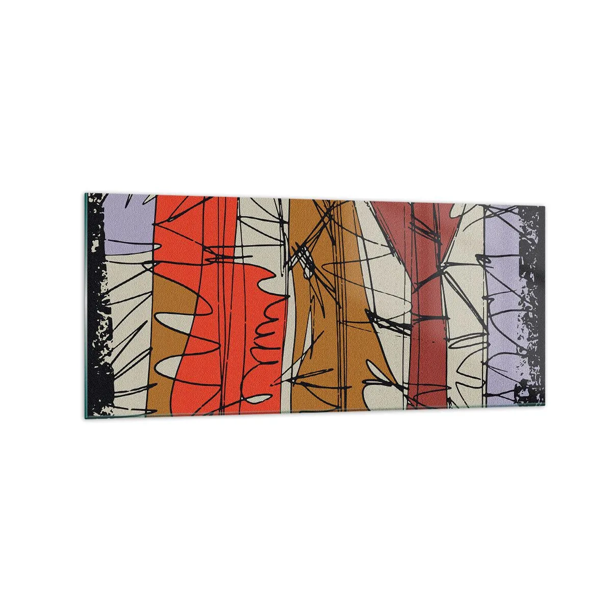 Impression sur verre - Image sur verre - Composition abstraite aux couleurs intenses - 120x50cm - Composition spontanée - Décoration murale moderne pour le salon et la chambre ARTTOR