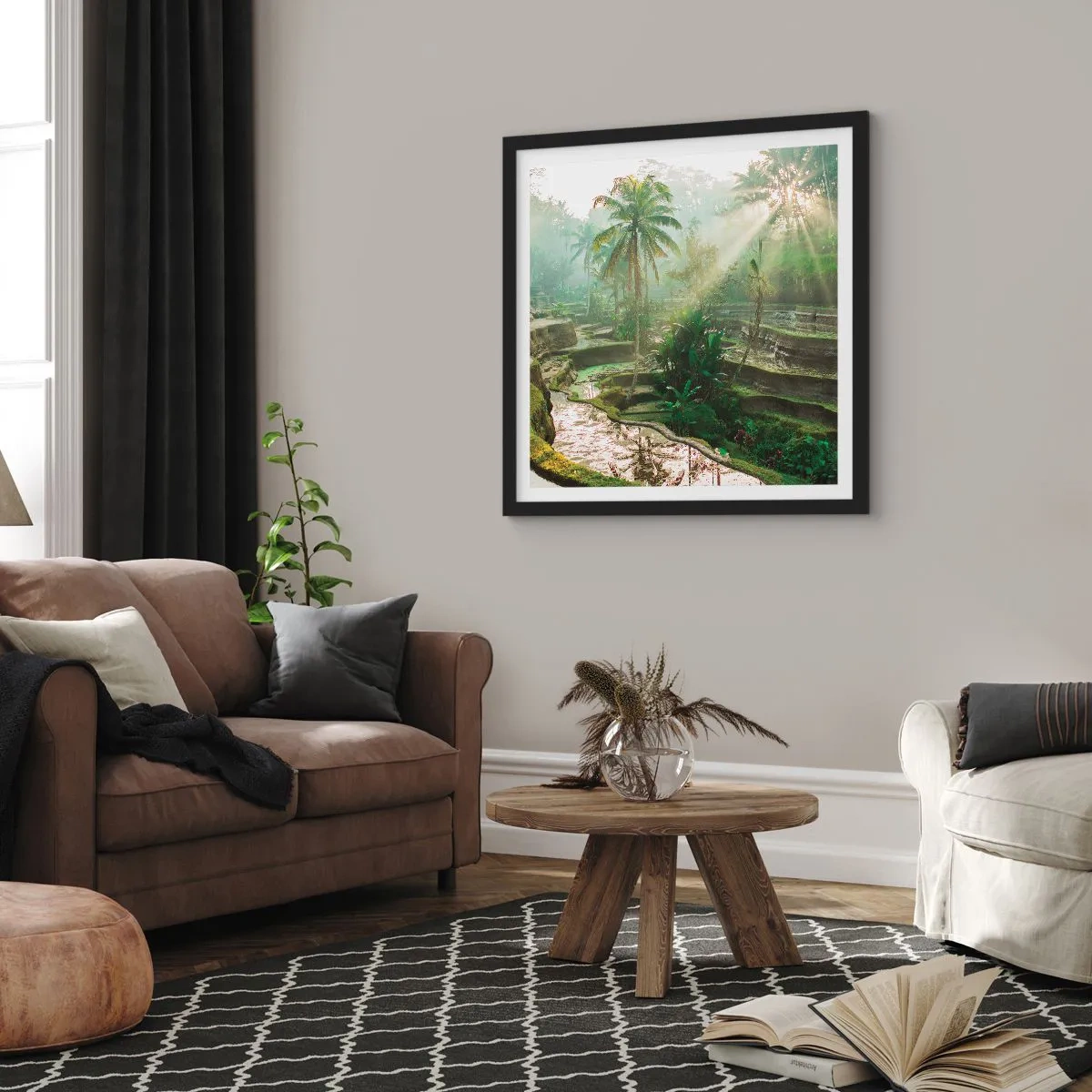 Affiche dans un cadre noir - Poster - Grandir au soleil - 50x50 cm