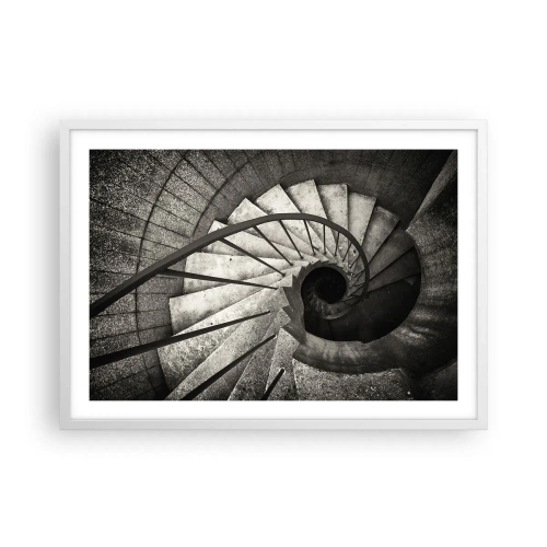 Affiche dans un cadre blanc - Poster - En haut des escaliers, en bas des escaliers - 70x50 cm