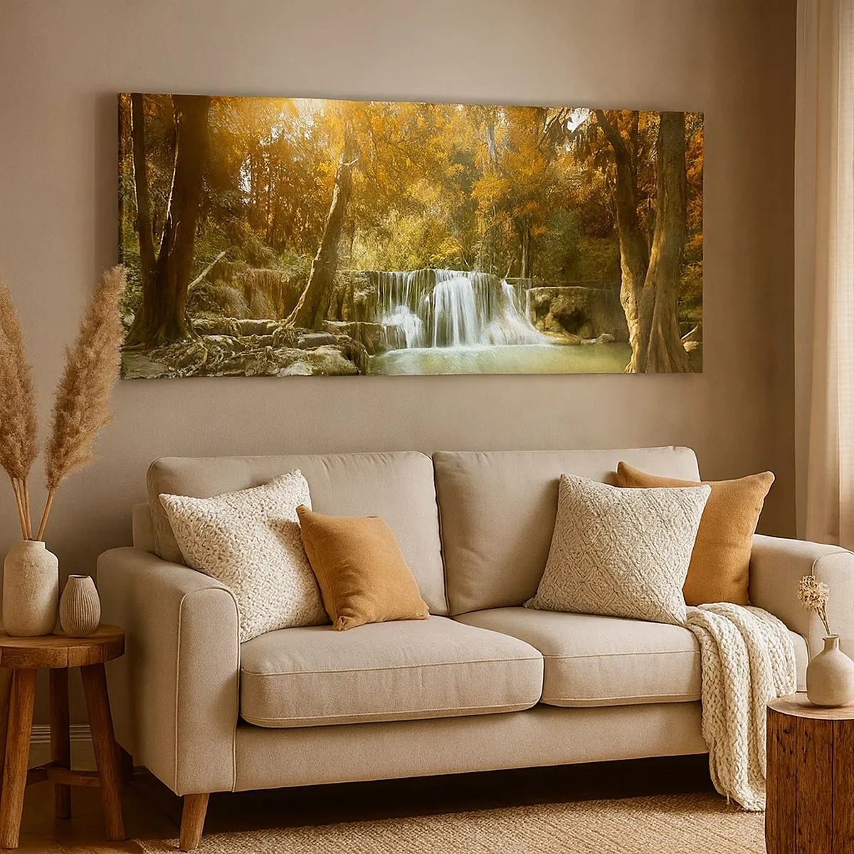 Impression sur toile - Image sur toile - Cascade du parc - 100x40 cm
