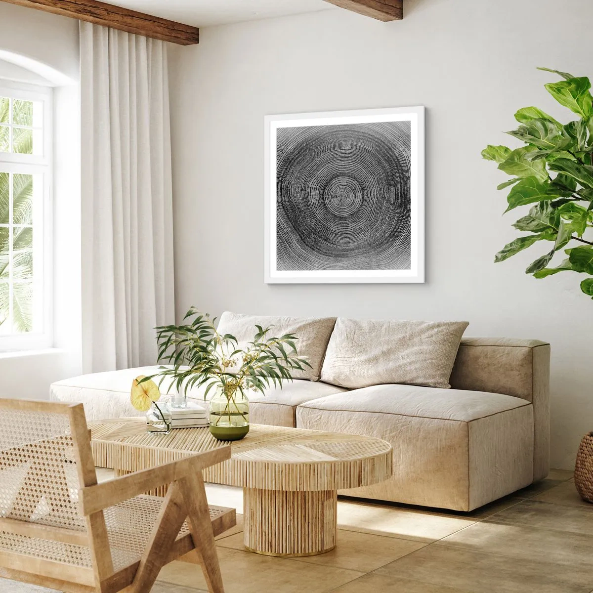 Affiche dans un cadre blanc - Poster - Signe du temps - 50x50 cm