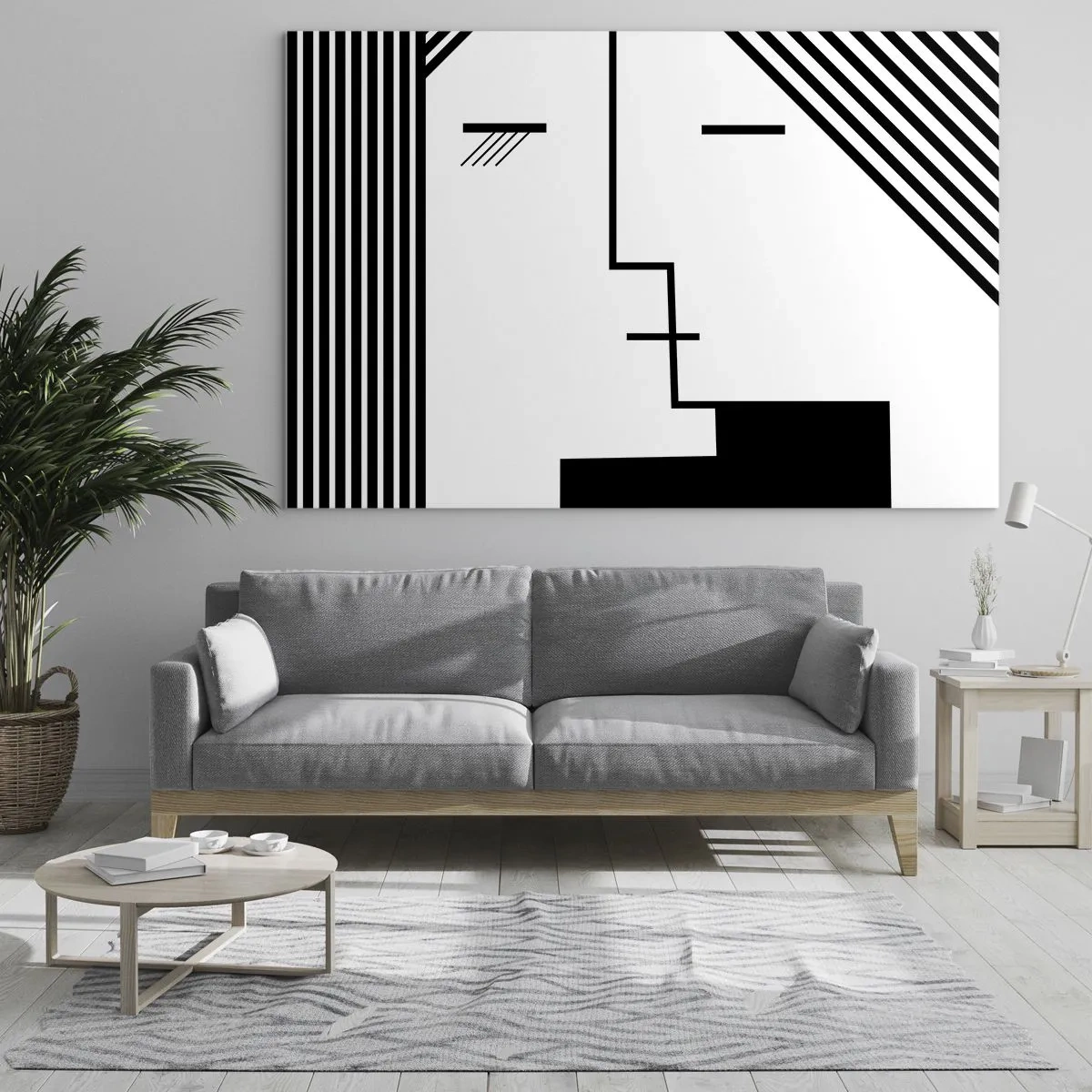 Impression sur verre - Image sur verre - Une interprétation graphique d'un baiser dans un style minimaliste - 70x50cm - Juste un baiser - Décoration murale moderne pour le salon et la chambre ARTTOR