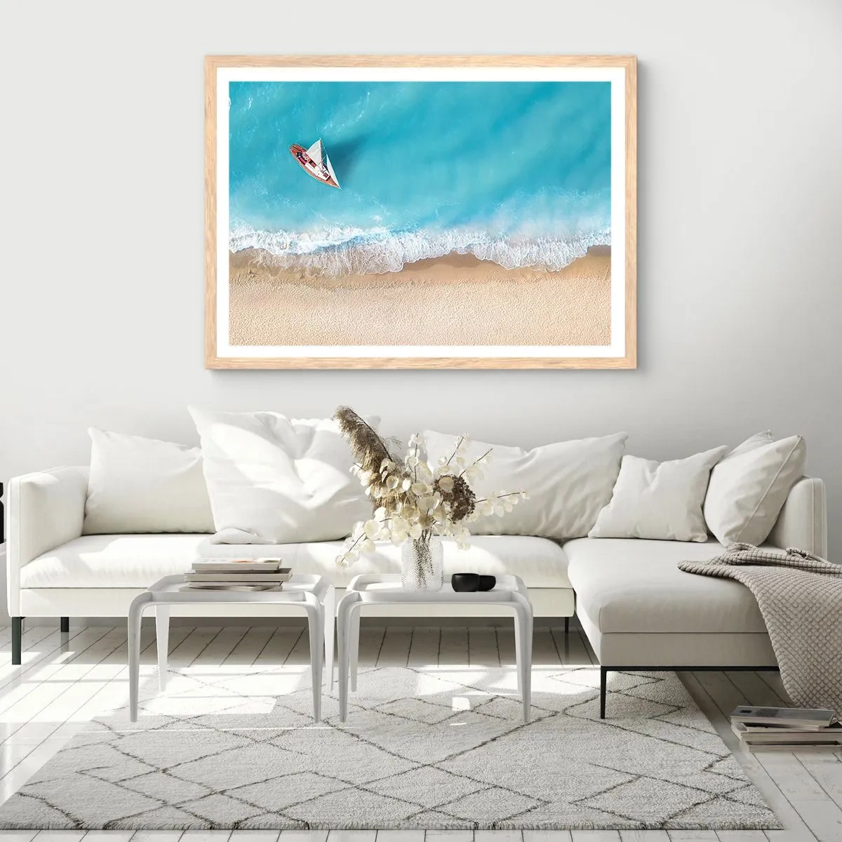 Affiche dans un chêne clair - Poster - A la frontière de l'azur et de l'or - 70x50 cm