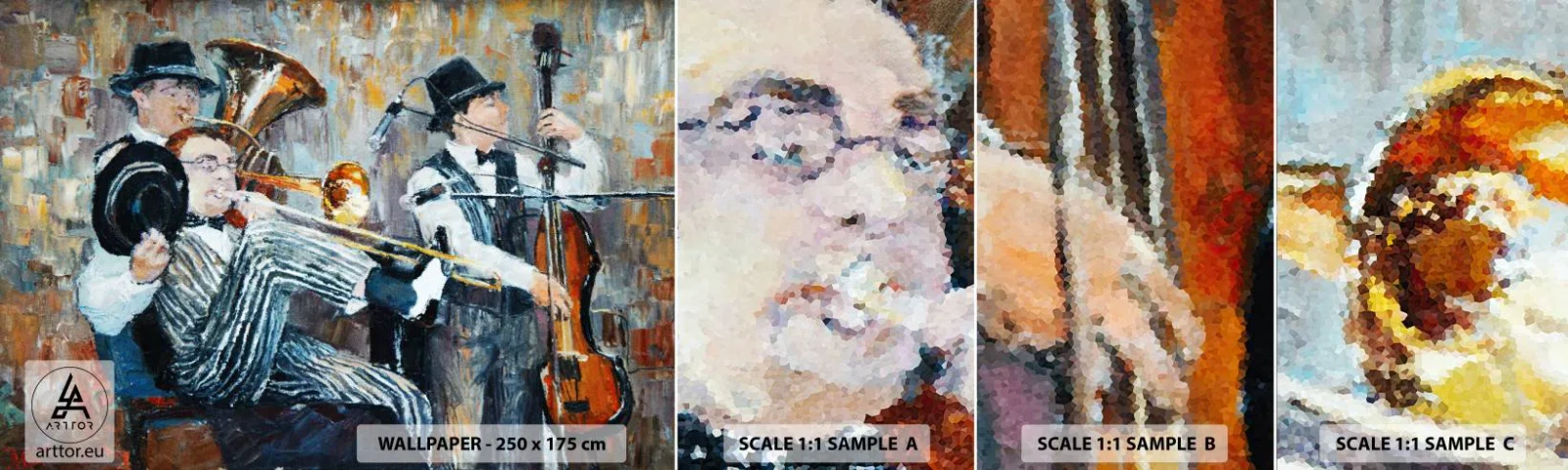 Échantillon de Papier Peint Autocollant Deluxe Sticker - C'est tout le Jazz - Musique, Groupe, Instruments de musique - 100x30 cm