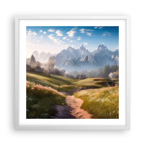 Affiche dans un cadre blanc - Poster - Vallée idyllique - 50x50 cm