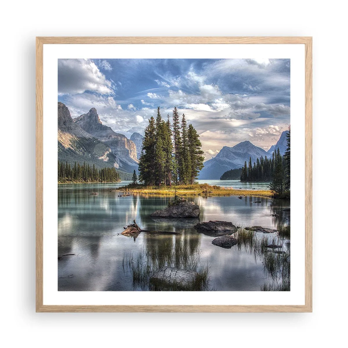 Affiche dans un chêne clair - Poster - Sous les grandes eaux claires - 60x60 cm