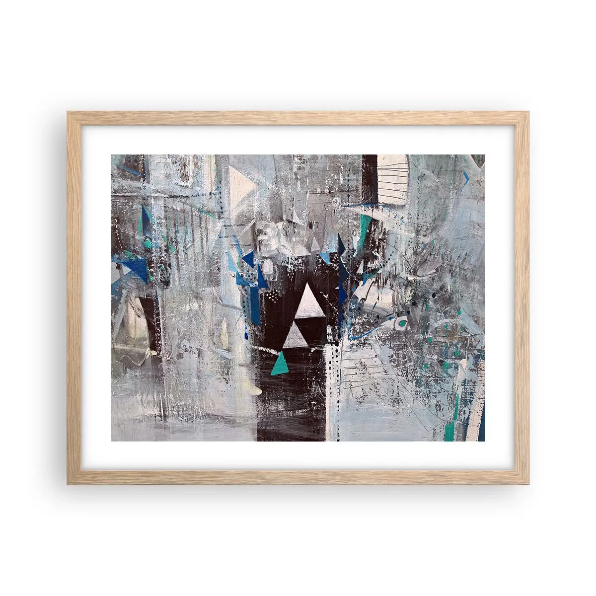 Affiche dans un chêne clair - Poster - Ordre prioritaire des triangles - 50x40 cm