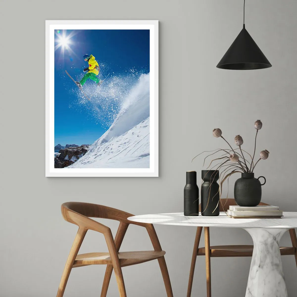 Affiche dans un cadre blanc - Poster - Danse avec les montagnes - 61x91 cm