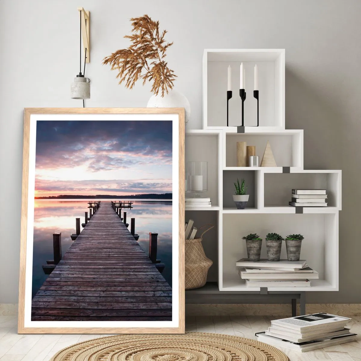 Affiche dans un chêne clair - Poster - Une frontière tranquille entre le jour et la nuit - 30x40 cm