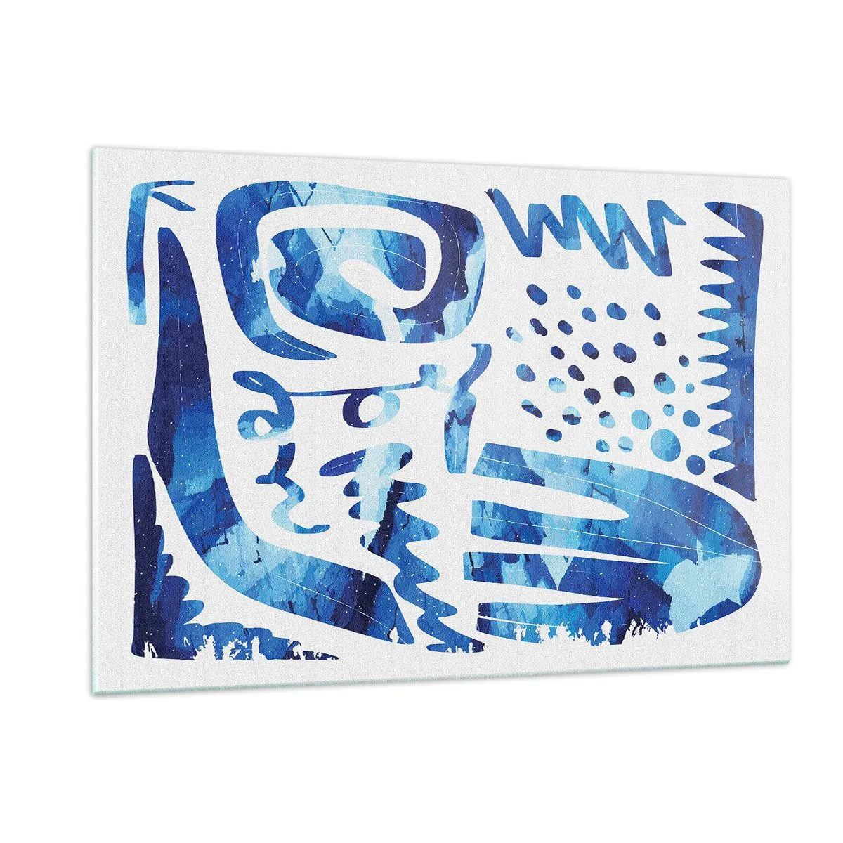 Impression sur verre - Image sur verre - Abstraction bleue dynamique avec des formes géométriques - 120x80cm - Retour aux racines - Décoration murale moderne pour le salon et la chambre ARTTOR