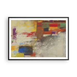 Affiche dans un cadre noir - Poster - Abstraction colorée avec des formes géométriques - 100x70cm - Géométrie des couleurs - Décoration murale moderne pour le salon et la chambre ARTTOR