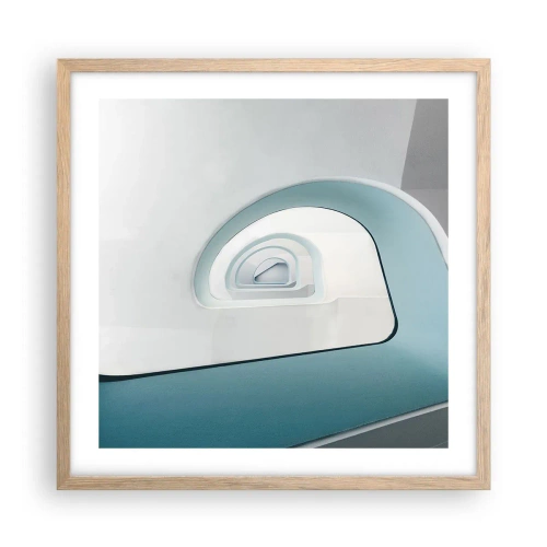 Affiche dans un chêne clair - Poster - Au profondeur du bleu - 50x50 cm