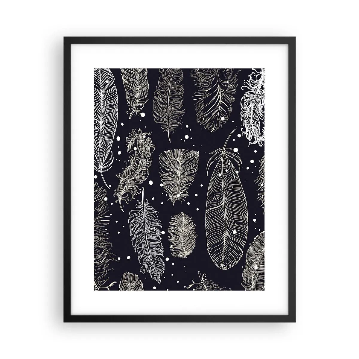 Affiche dans un cadre noir - Poster - Toile de plumes - 40x50 cm