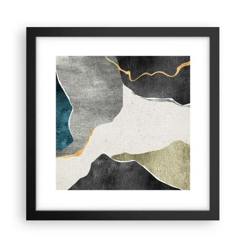 Affiche dans un cadre noir - Poster - Composition mosaïque avec un fil d'or - 30x30 cm