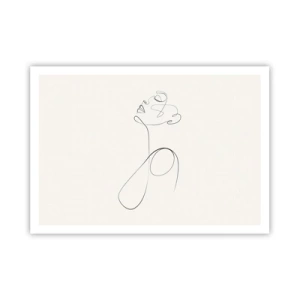 Affiche - Poster - Croquis de visage minimaliste au trait sur fond blanc - 100x70cm - En boucle dans les rêves - Décoration murale moderne pour le salon et la chambre ARTTOR