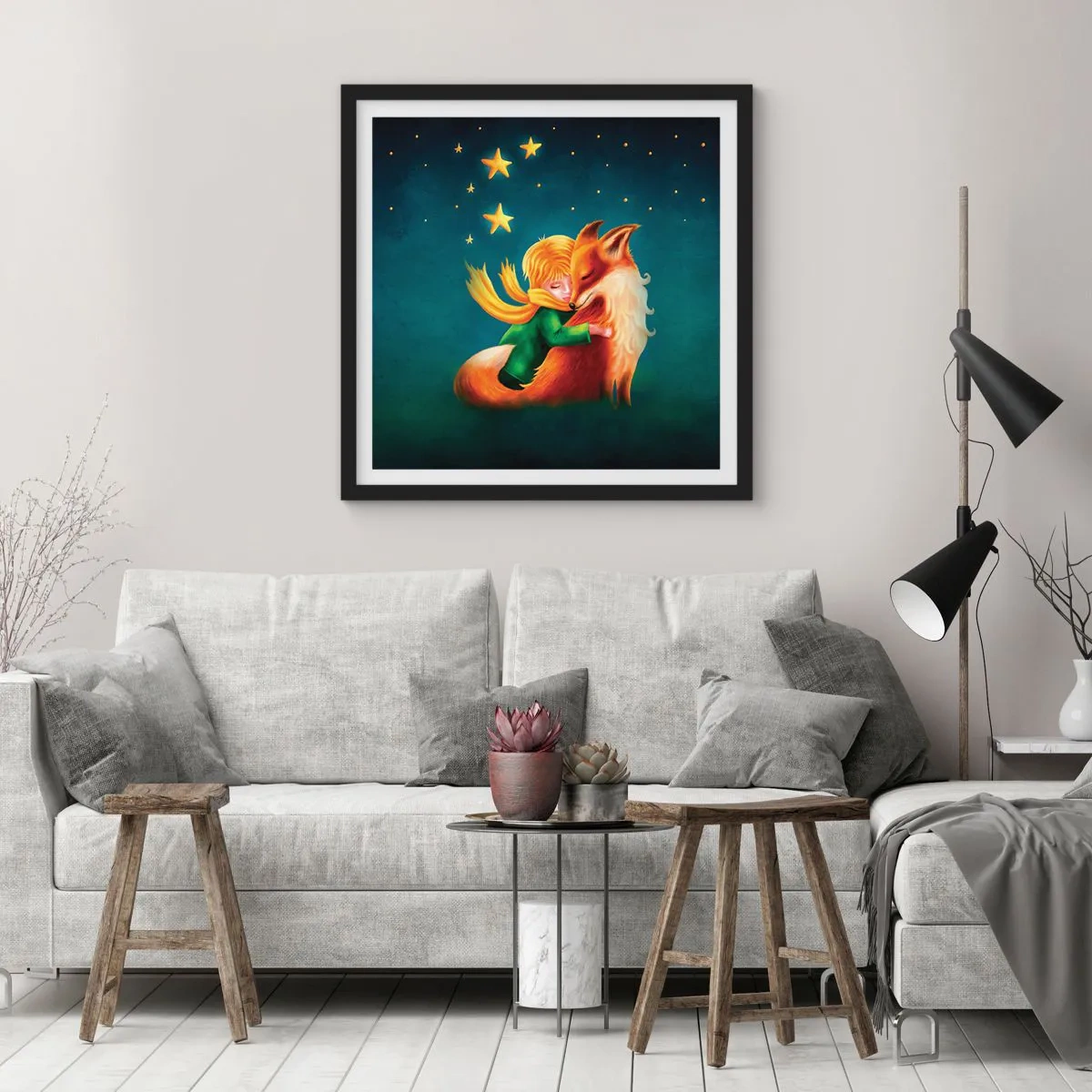 Affiche dans un cadre noir - Poster - Petit Prince - 40x40 cm