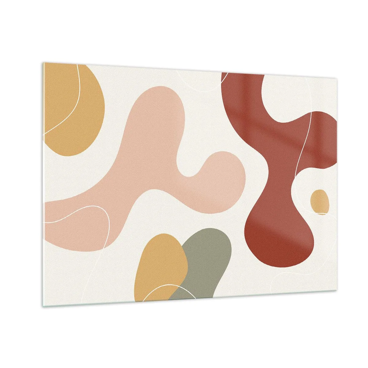 Impression sur verre - Image sur verre - Composition abstraite de formes organiques - 100x70cm - Entrelac - Décoration murale moderne pour le salon et la chambre ARTTOR