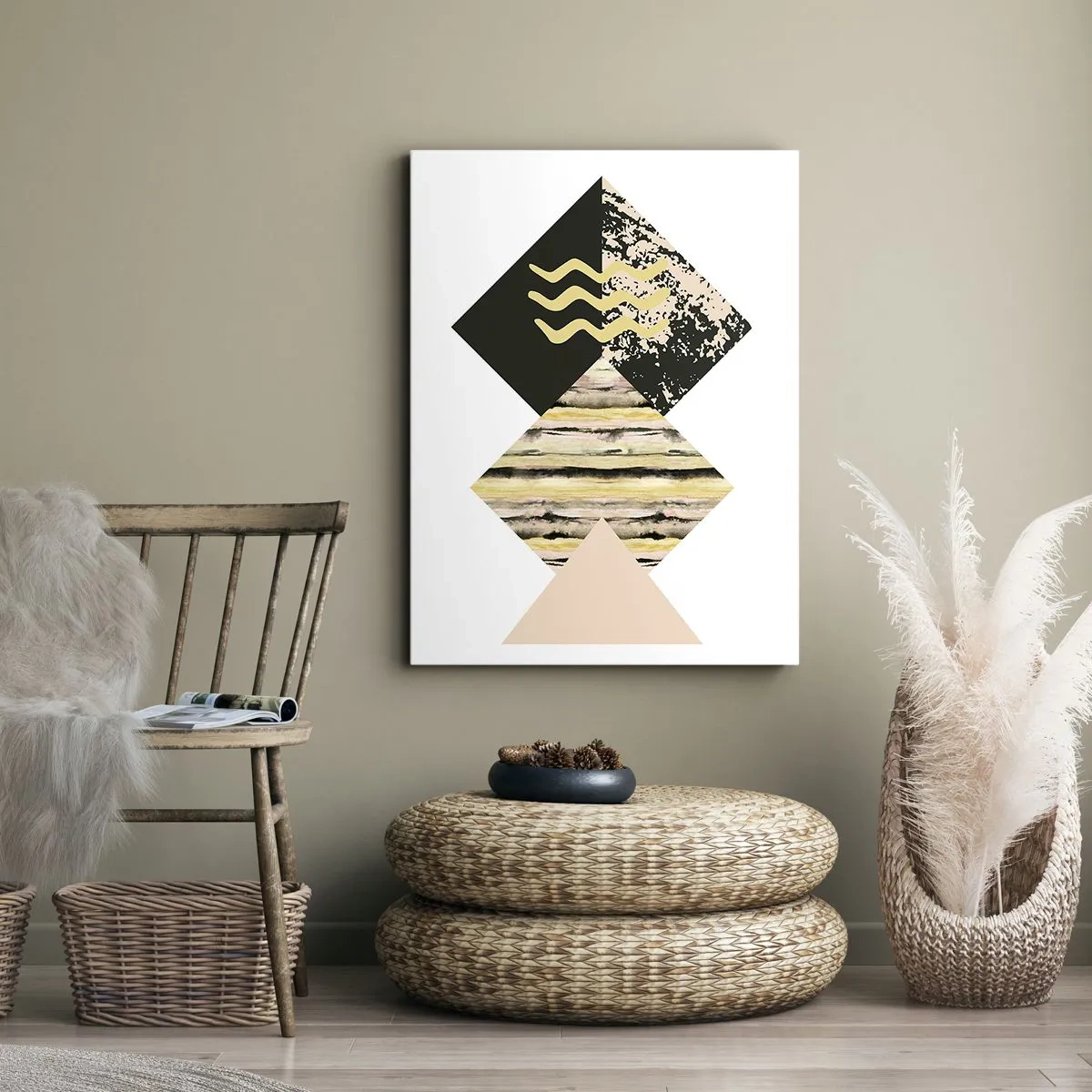 Impression sur toile - Image sur toile - Formes géométriques avec des motifs abstraits - 70x100cm - Pas si simple - Décoration murale moderne pour le salon et la chambre ARTTOR