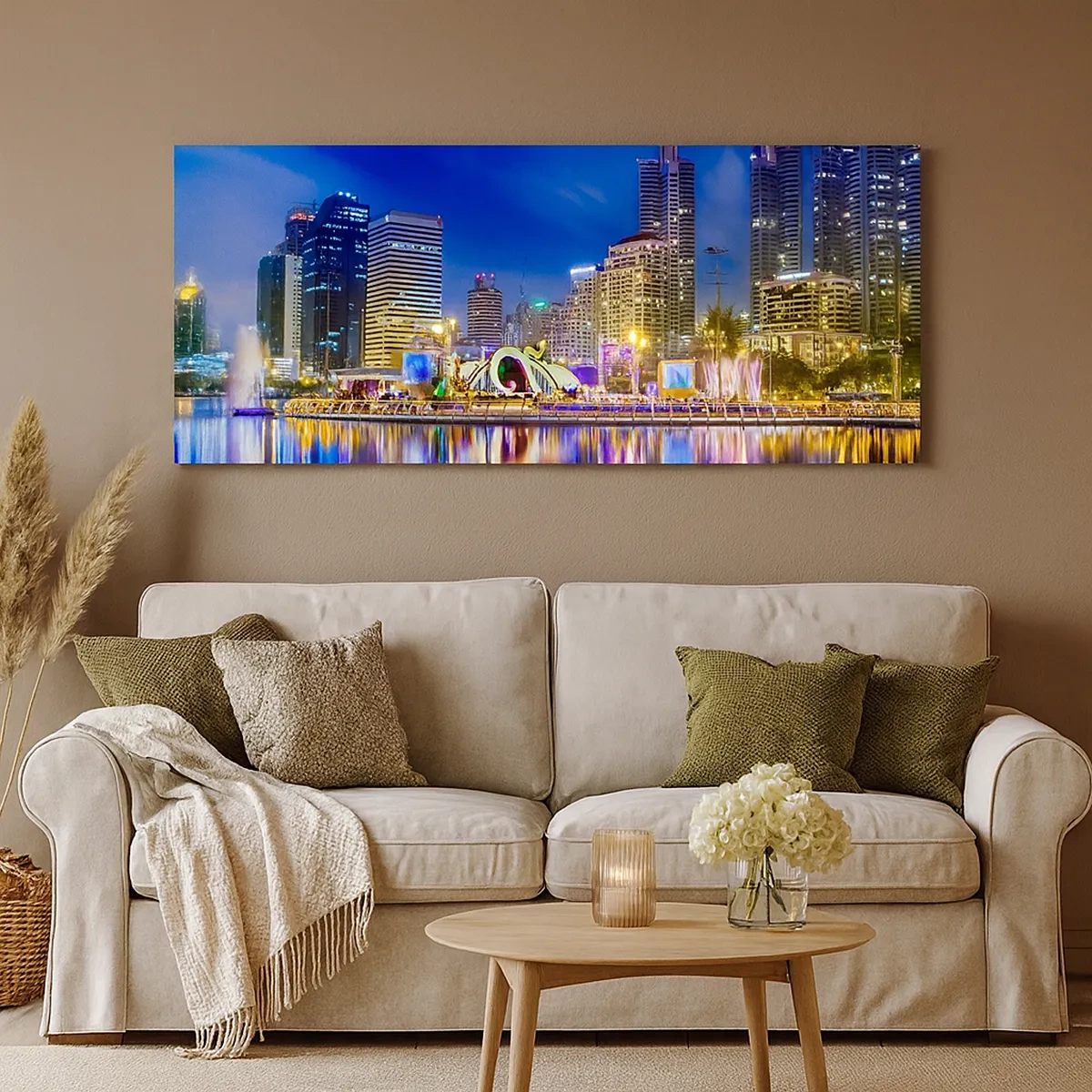 Impression sur toile - Image sur toile - Nuit arc-en-ciel de la métropole - 30x30 cm