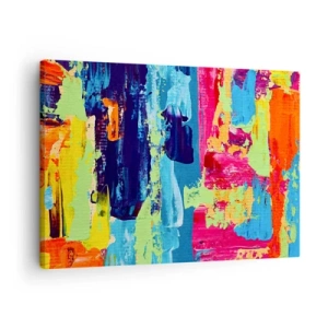 Impression sur toile - Image sur toile - Composition abstraite de couleurs sous une forme dynamique - 70x50cm - La vie est belle! - Décoration murale moderne pour le salon et la chambre ARTTOR