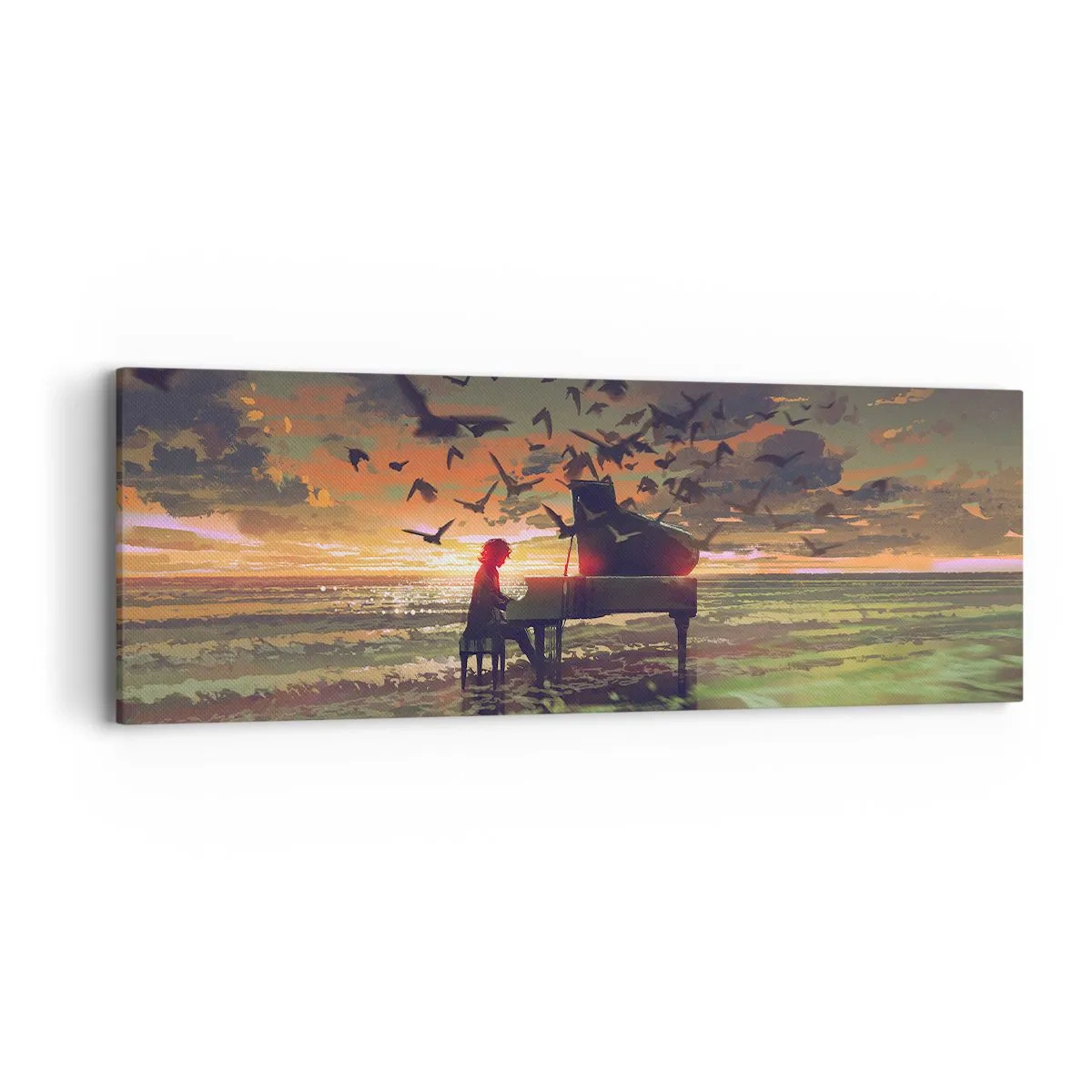Impression sur toile - Image sur toile - Concert pour piano et vagues - 90x30 cm