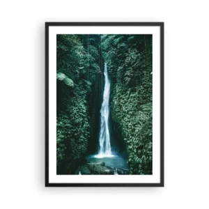 Affiche dans un cadre noir - Poster - Cascade dans la jungle tropicale - 50x70cm - Fontaine tropicale - Décoration murale moderne pour le salon et la chambre ARTTOR