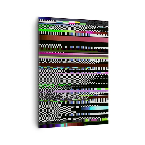 Impression sur toile - Image sur toile - Lignes et pixels colorés dans un style abstrait - 50x70cm - L'image de contrôle de la réalité - Décoration murale moderne pour le salon et la chambre ARTTOR