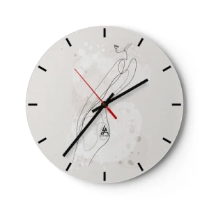 Horloge murale - Pendule murale - Une silhouette minimaliste d'une femme dessinée avec une ligne fine sur un fond clair. - 30x30cm - Trompe l'oeil - Décoration murale moderne pour le salon, la cuisine et la chambre ARTTOR
