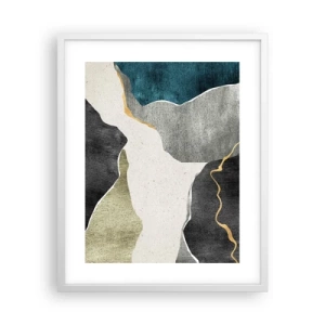 Affiche dans un cadre blanc - Poster - Composition mosaïque avec un fil d'or - 40x50 cm