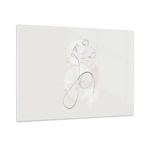 Impression sur verre - Image sur verre - Portrait abstrait dans les tons de blanc - 100x70cm - Spirale de beauté - Décoration murale moderne pour le salon et la chambre ARTTOR