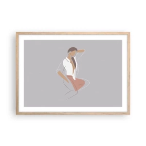 Affiche dans un chêne clair - Poster - Contour gracieux - 70x50 cm