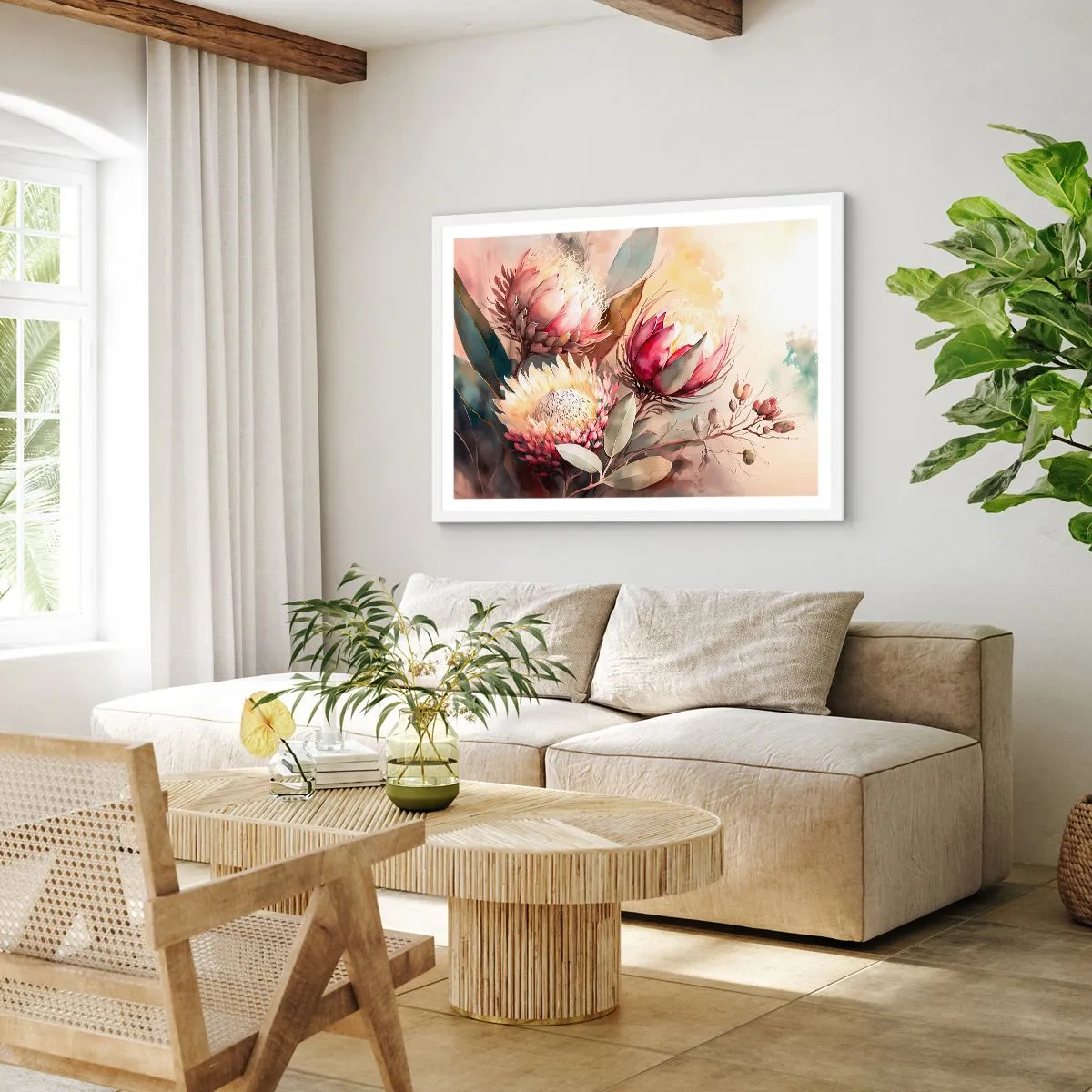 Affiche dans un cadre blanc - Poster - De profil et de face - 50x40 cm