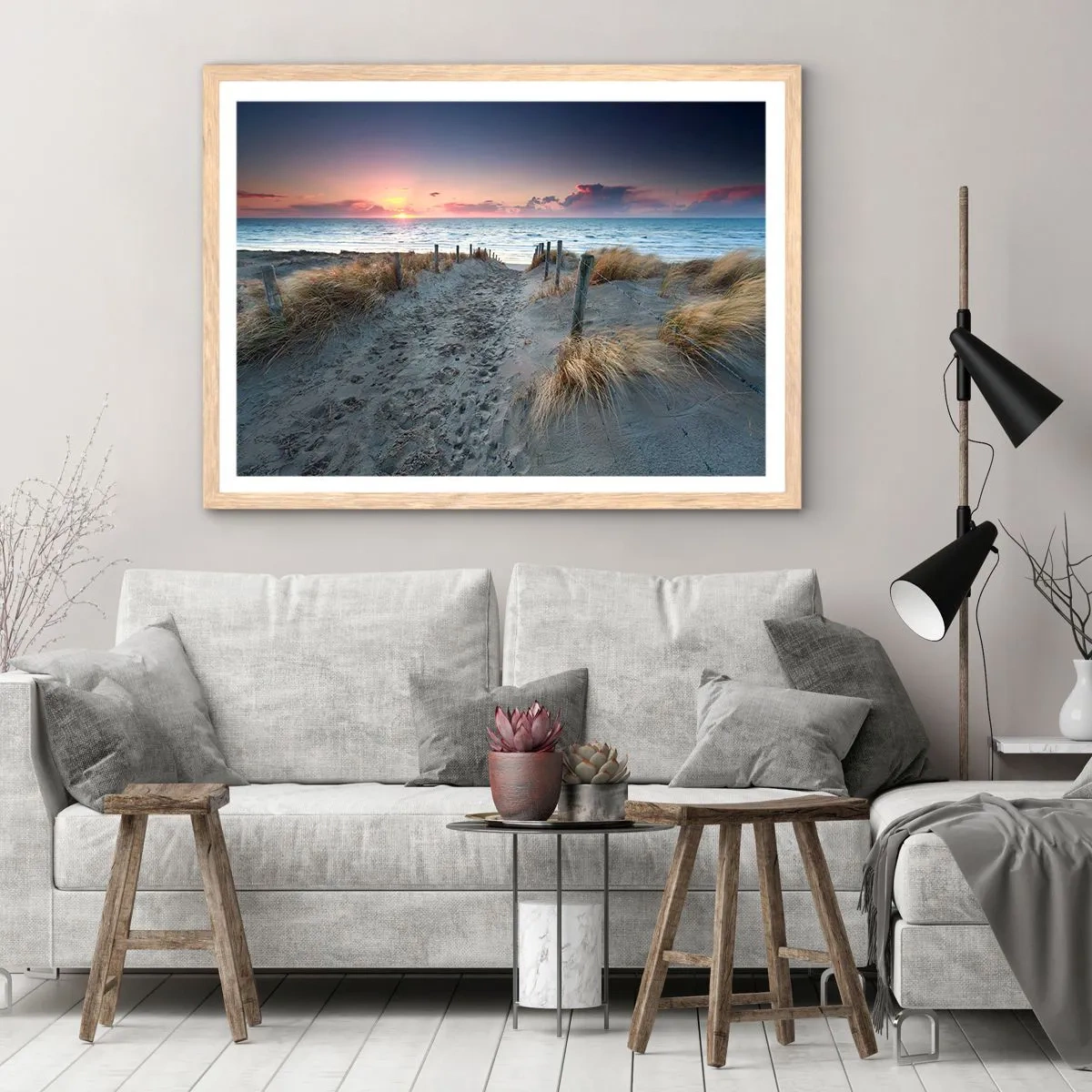 Affiche dans un chêne clair - Poster - Tu as versé l'éclat de l'arc-en-ciel sur les flots - 91x61 cm