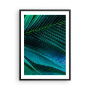Affiche dans un cadre noir - Poster - Feuilles tropicales aux nuances de vert foncé - 50x70cm - L'anatomie du vert - Décoration murale moderne pour le salon et la chambre ARTTOR