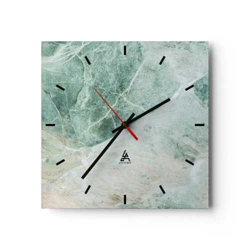 Horloge murale - Pendule murale - Marbre vert aux délicates veines blanches - 30x30cm - La noble froideur de la pierre - Décoration murale moderne pour le salon et la chambre ARTTOR