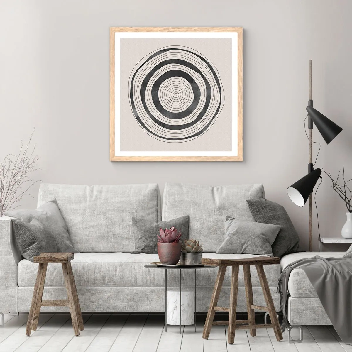 Affiche dans un chêne clair - Poster - Ce qui est important c'est ce qu'il y a entre les deux - 60x60 cm